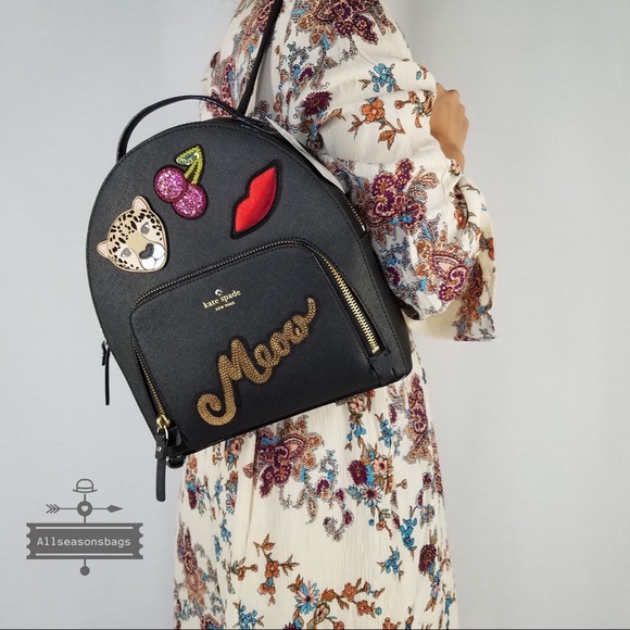 Kate spade Leopard Run Wild Tomi Backpack Black - Picture 3 of 8